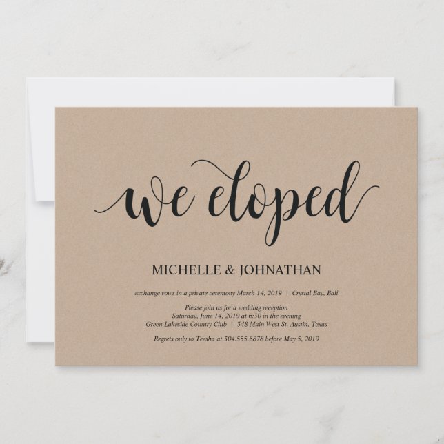 Nous nous sommes enfuis, Invitations de réception  (Devant)
