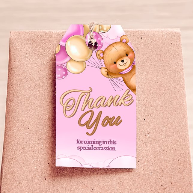 Nous pouvons à peine attendre - Étiquette de cadea (We Can Bearly Wait - Girl Baby Shower Gift Tag)