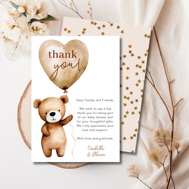 Nous pouvons attendre le Carte de remerciements Ba (We Can Bearly Wait Baby Shower Thank You Card)
