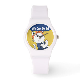 Nous Pouvons Le Faire ! Chat blanc Rosie la montre