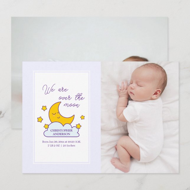 Nous Sommes Au-Dessus De La Lune 2 Faire-part de n (Devant / Derrière)