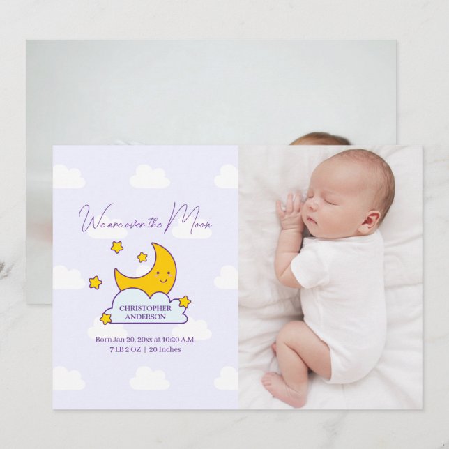 Nous Sommes Au-Dessus De La Lune 2 Faire-part de n (Devant / Derrière)