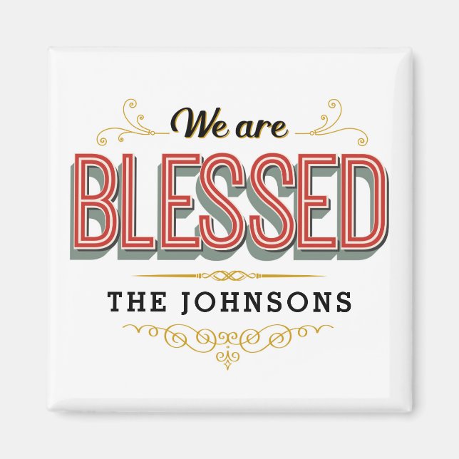 Nous sommes bénis Famille Personnalisée Magnet Vin (Devant)