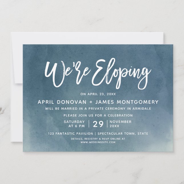 Nous sommes Eloping Brush Typography Faire-part de (Devant)