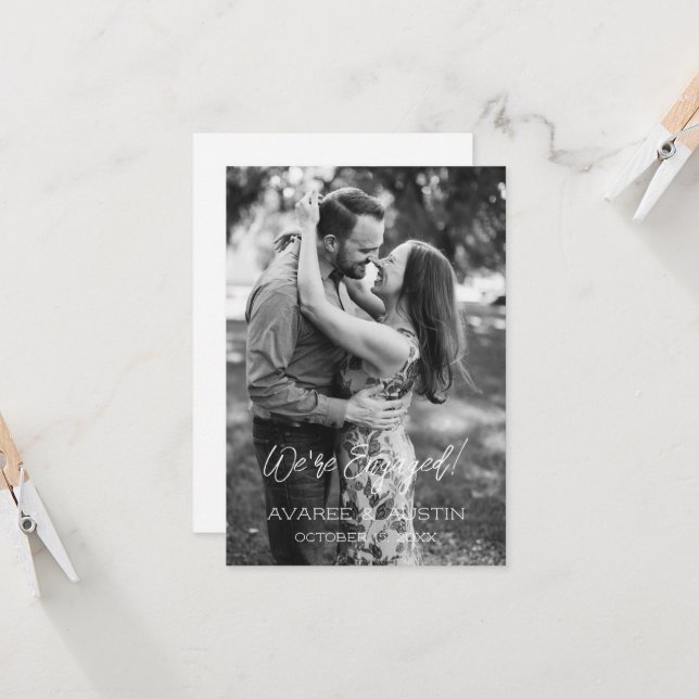 Nous sommes engagés Faire-part Fiançailles (Devant/Arrière en situation)