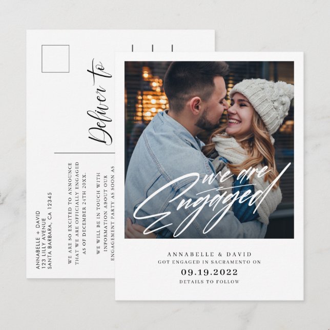 Nous sommes fiancés - Carte de Remerciement Photo  (Devant / Derrière)