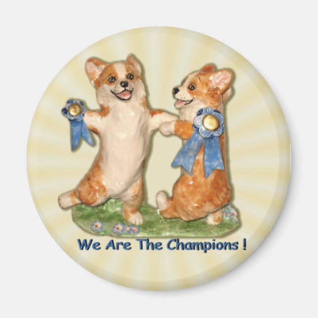 "Nous Sommes Les Champions !" Corgi Magnet (Devant)