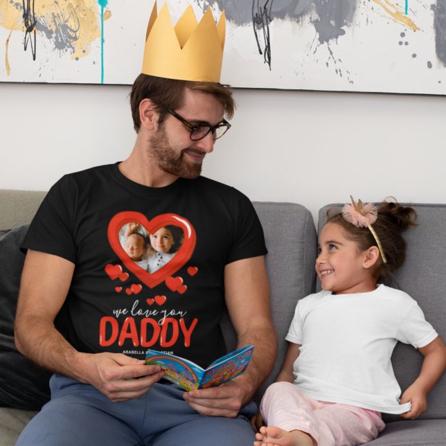 Nous t'aimons Papa Coeur Photo T-Shirt (Créateur téléchargé)