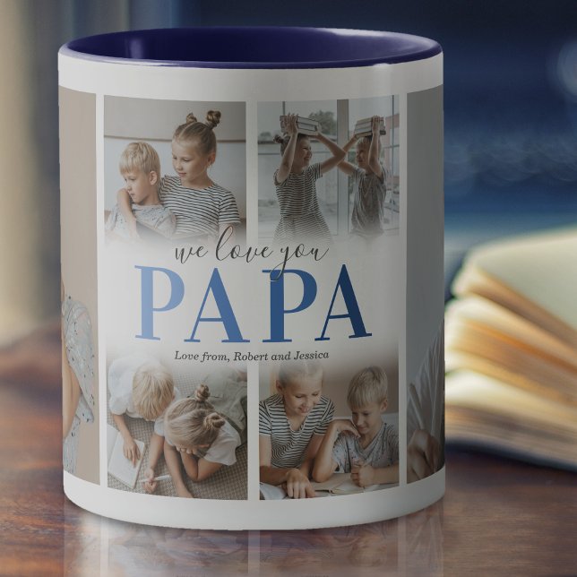 Nous t'aimons Papa Photo Collage Mug (Créateur téléchargé)