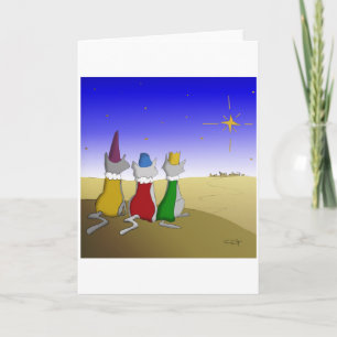 Nous trois chats - carte vierge de Noël