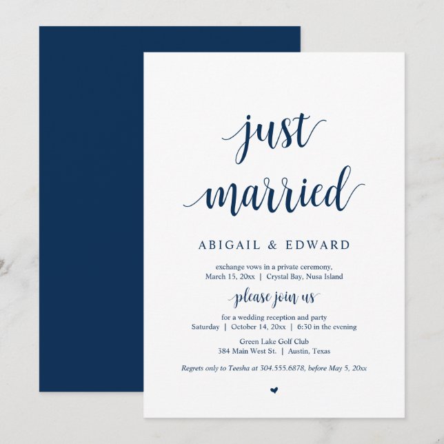 Nous venons de nous marier, Invitation de mariage  (Devant / Derrière)