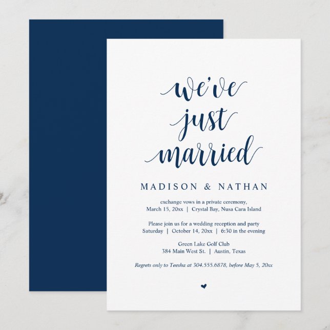 Nous venons de nous marier, Invitation de mariage  (Devant / Derrière)