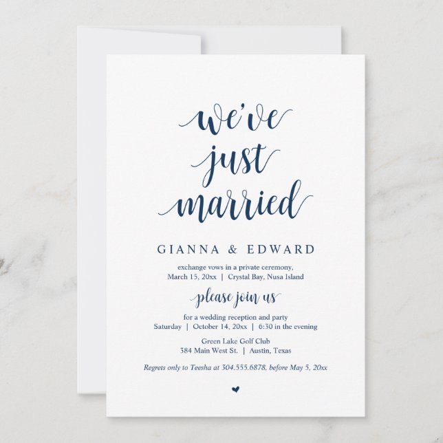 Nous venons de nous marier, Invitation de mariage  (Devant)
