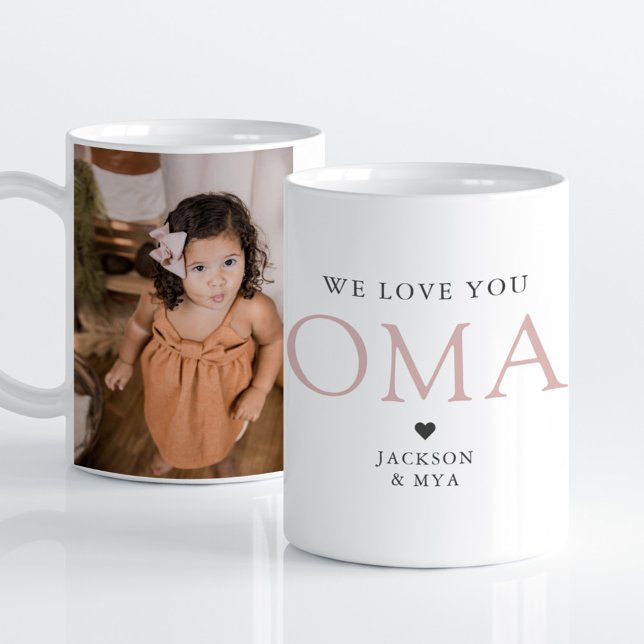 Nous Vous Aimons Oma Élégante Photo Mug (Créateur téléchargé)