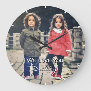 Nous Vous Aimons Papa Photo Acrylique Mur Horloge