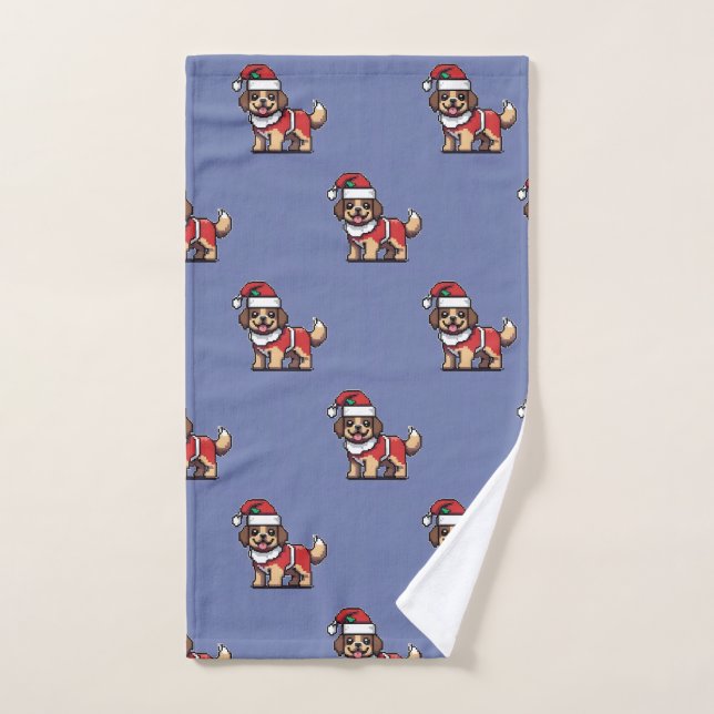 Nous vous souhaitons un joyeux Noël avec un chien  (Serviette à main)