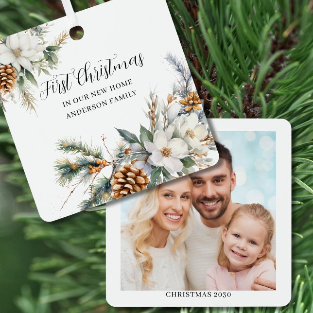 Nouveau Accueil Photo Premier ornement de Noël (Créateur téléchargé)