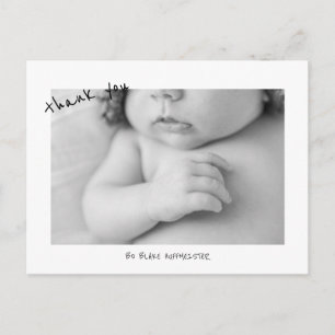 Nouveau Baby Cute Police Merci B/W Photo Carte pos