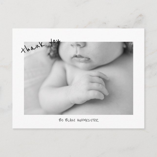 Nouveau Baby Cute Police Merci B/W Photo Carte pos (Devant)