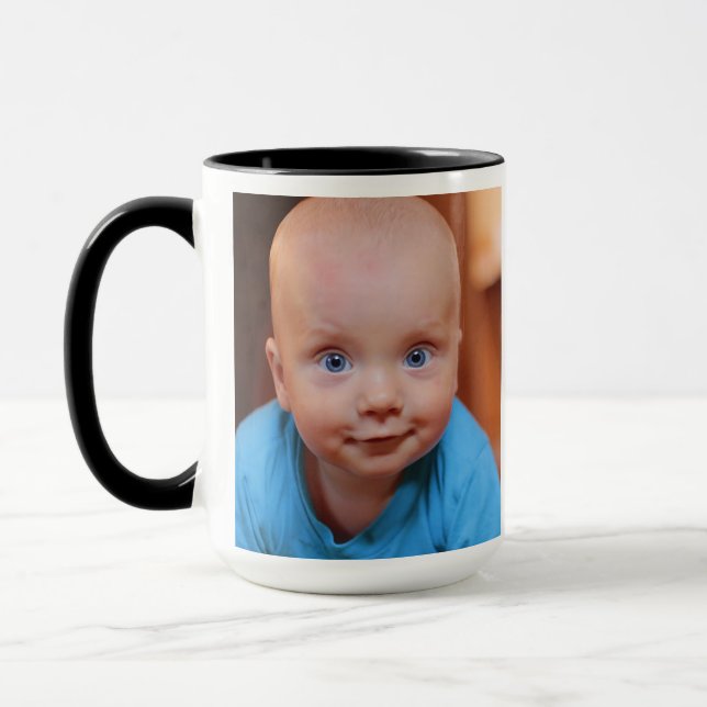 NOUVEAU BÉBÉ AJOUTER PHOTO CUSTOM Coffee Mug (Gauche)
