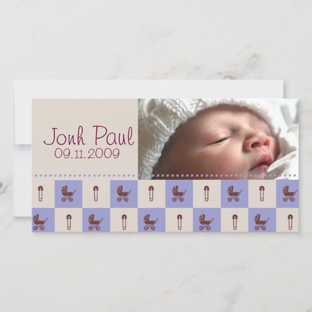 Nouveau bébé garçon - Carte photo Customisé (Devant)