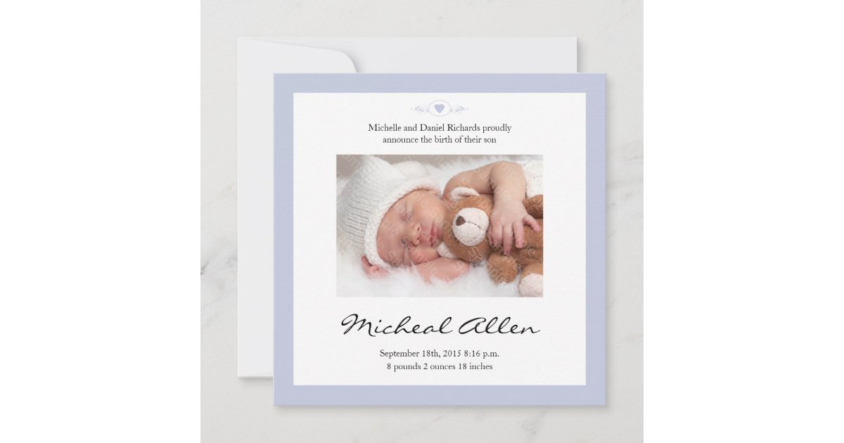 Nouveau Bleu De Faire Part De Naissance De Poeme Zazzle Fr