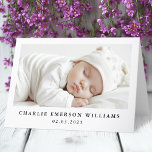 Nouveau carte de remerciements photo bébé<br><div class="desc">Nouveau carte de remerciements bébé avec votre photo et le nom et la date de naissance du bébé sur le devant. Message personnalisé à l'intérieur Modifiez les couleurs et les polices,  déplacez et redimensionnez les éléments de l'outil de conception.</div>