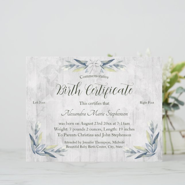 Nouveau certificat de naissance commémoratif Empre (Debout devant)