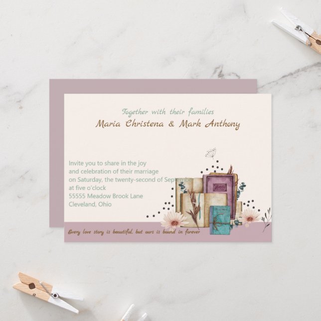 Nouveau Chapitre Commence Invitation de Mariage (Devant/Arrière en situation)