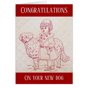Nouveau Chien Félicitations Broderie Vintage de Ch