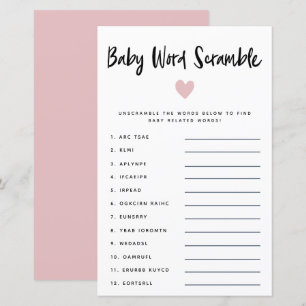 Nouveau Coeur rose moderne Bébé Mot Jeu