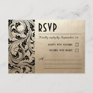 Nouveau Dream Wedam Cartes RSVP - Or & Noir