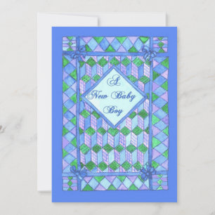Nouveau Faire-part bébé garçon - couette lit bébé
