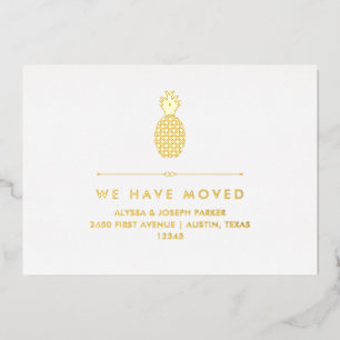 Nouveau Faire-part d'adresse avec ananas Gold Foil