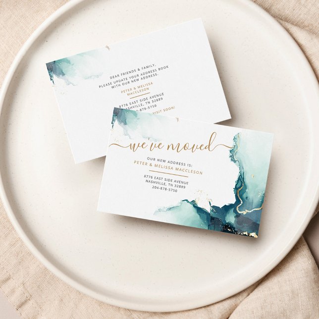 Nouveau Faire-part de déplacement d'adresse (Agate Script Moving Announcement Notecard)