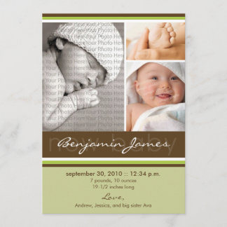 Nouveau Faire-part de naissance de trio photo bébé