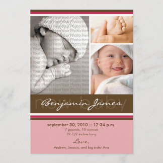 Nouveau Faire-part de naissance de trio photo bébé