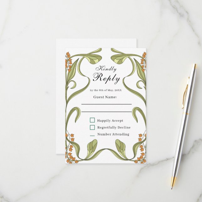 Nouveau Flowers Mariage RSVP (Devant/Arrière en situation)