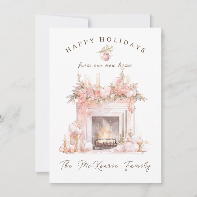 Nouveau foyer Festif Fête Fête Carte de Noël (Devant)