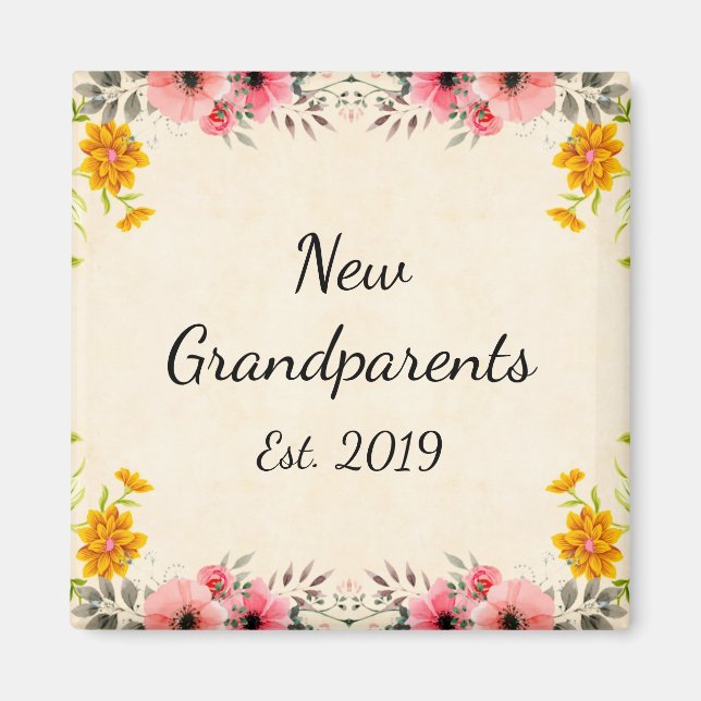 Nouveau Grand-Parents Est. Magnet floral Vintage 2 (Devant)