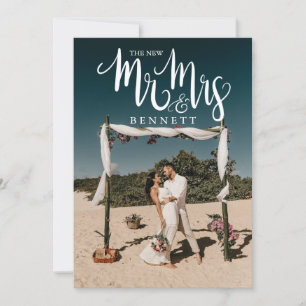 Nouveau M. Mme Elopement Mariage Photo Faire-part