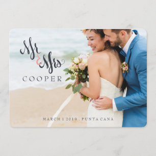 Nouveau M. Mme Modern Elopement Mariage Faire-part