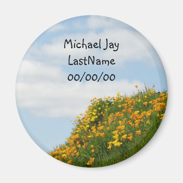 Nouveau magnets de naissance de bébé Nom Date de n (Devant)