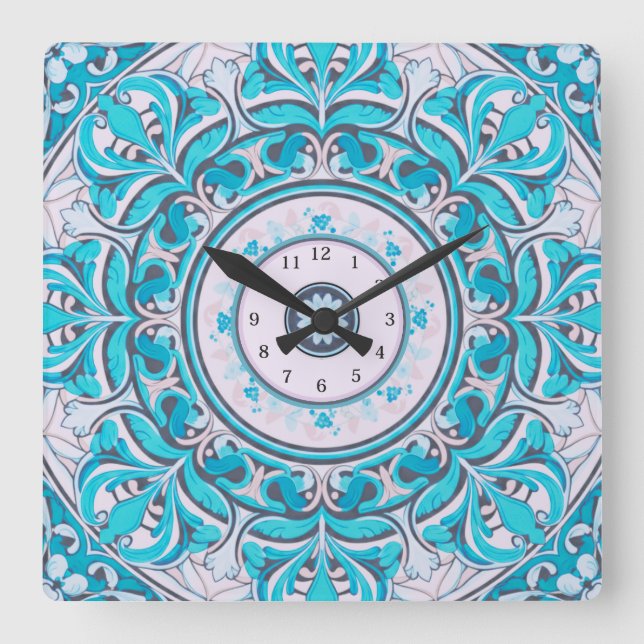Nouveau Mandala de fleurs Horloge murale (Recto)