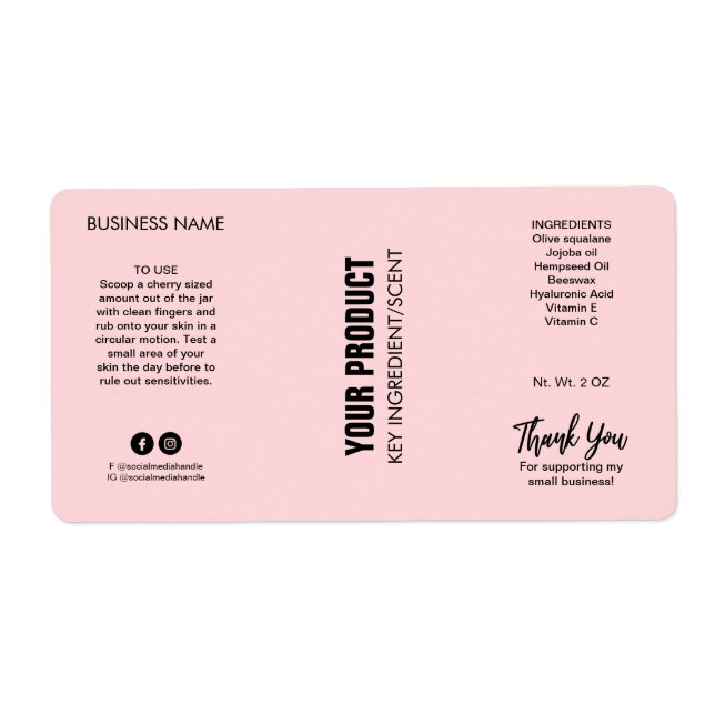 Nouveau moderne Pastel Rose Corps Beurre Étiquette (Devant)