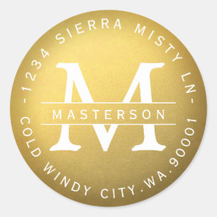 Nouveau Monogramme Étiquette Gold Circulaire pour 