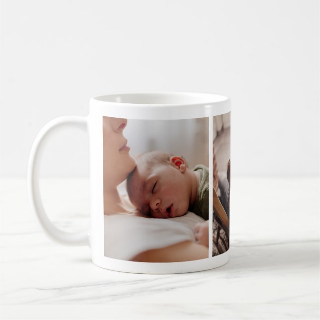 Nouveau-né bébé avec mère Photo Collage Mug (Gauche)