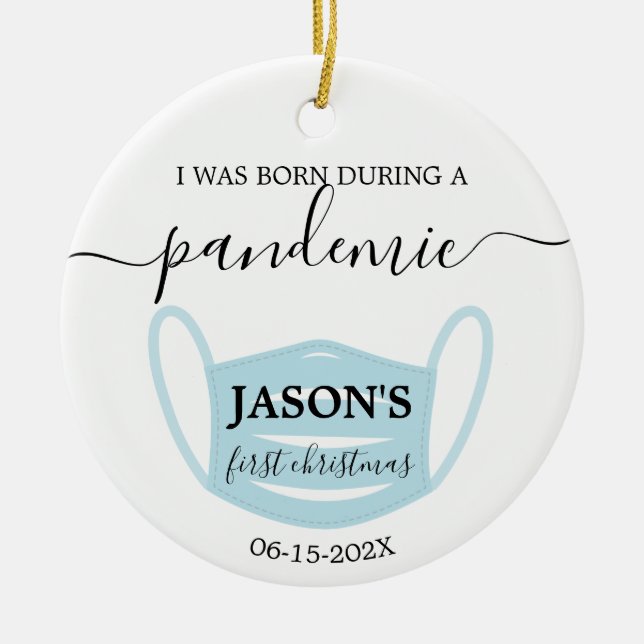 Nouveau né en pandémie avec ornement photo (Devant)