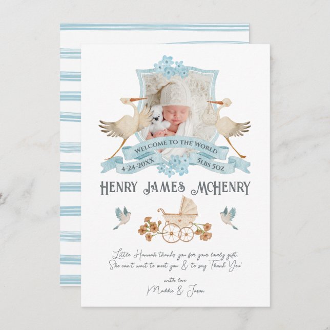 Nouveau-né Faire-part de naissance photo Crest Sto (Devant / Derrière)