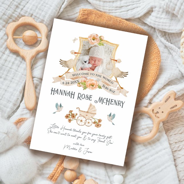 Nouveau-né Faire-part de naissance photo Crest Sto (Créateur téléchargé)